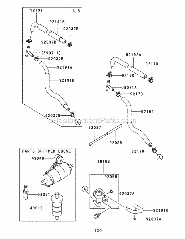 Fd791d-Cs05 Fuel Tank & Fuel Valve Diagram and Parts List for M60-KW 53AJ8CT6050 Cub Cadet Sprayer
